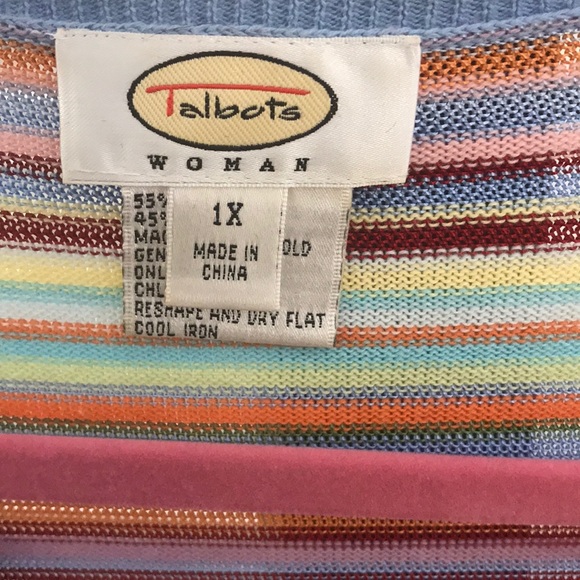 NWOT Talbots colorful top. Cotton blend. 1X - Picture 3 of 5